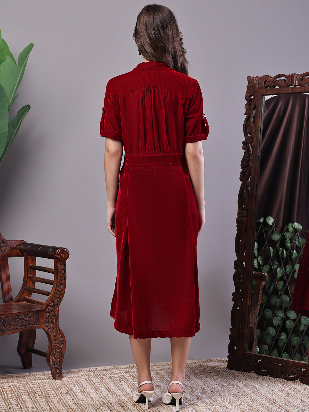 Collared Line  Kurti (Classic Maroon)