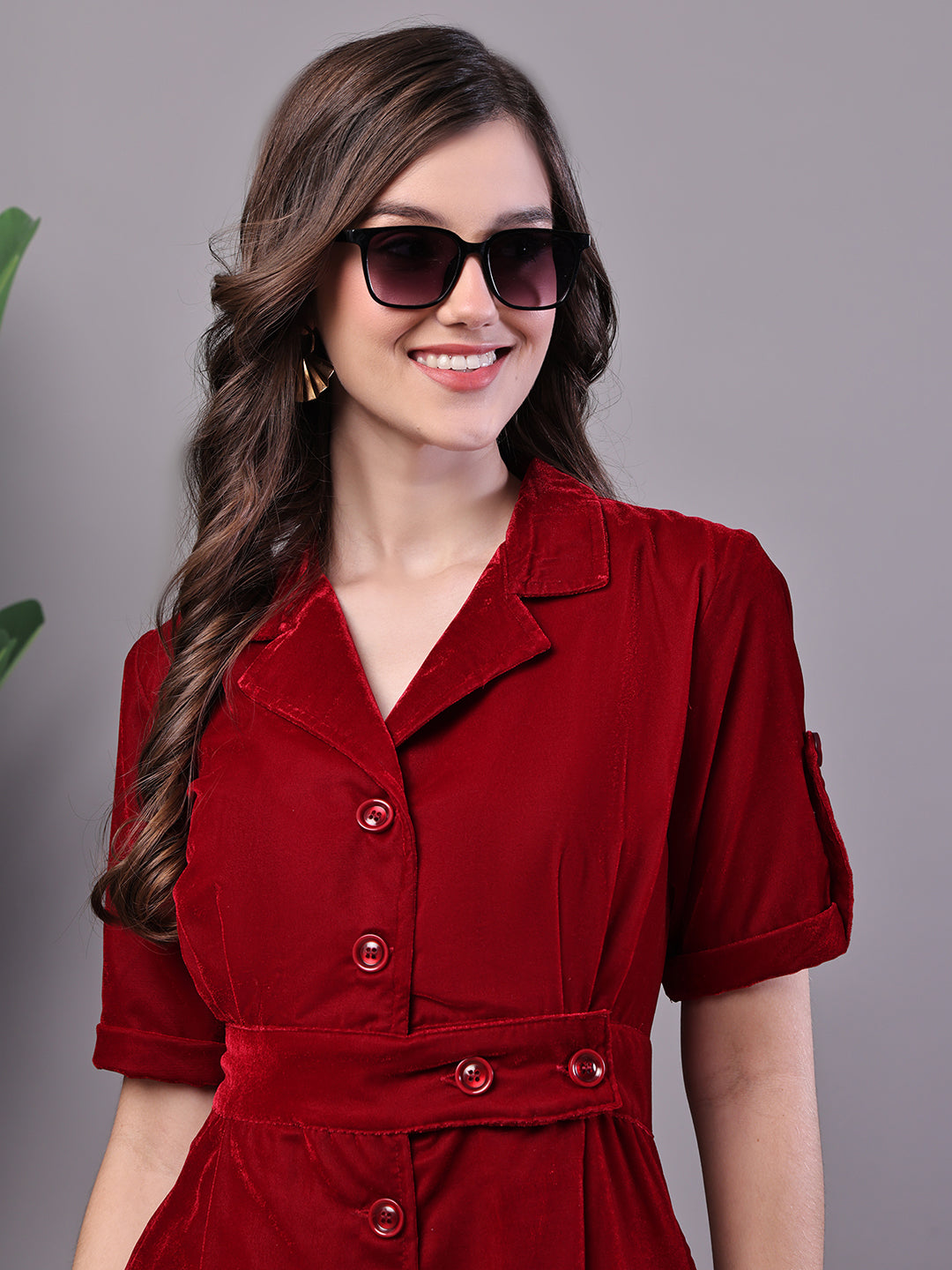 Collared Line  Kurti (Classic Maroon)