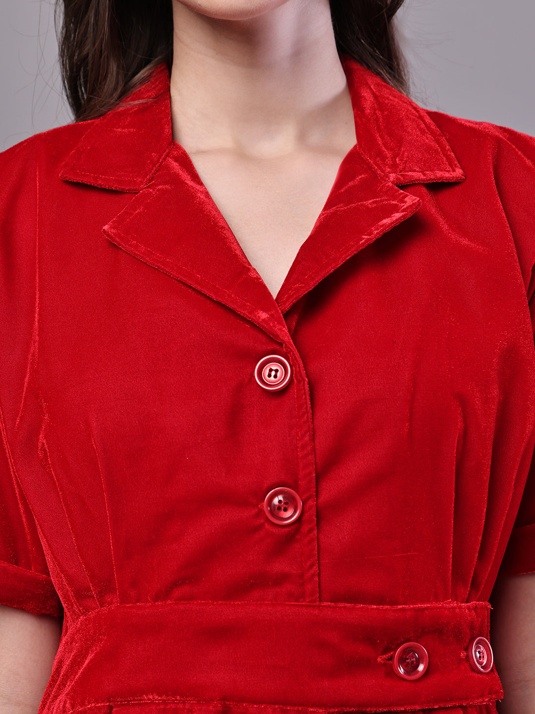 Crimson Red Shirt Dress Style