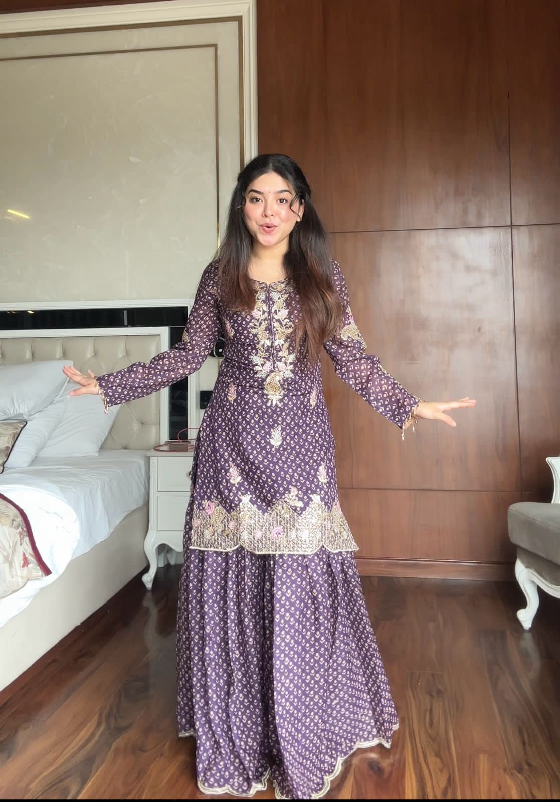 Luxury Georgette Party Wear Sharara Suit – Yaari Collection