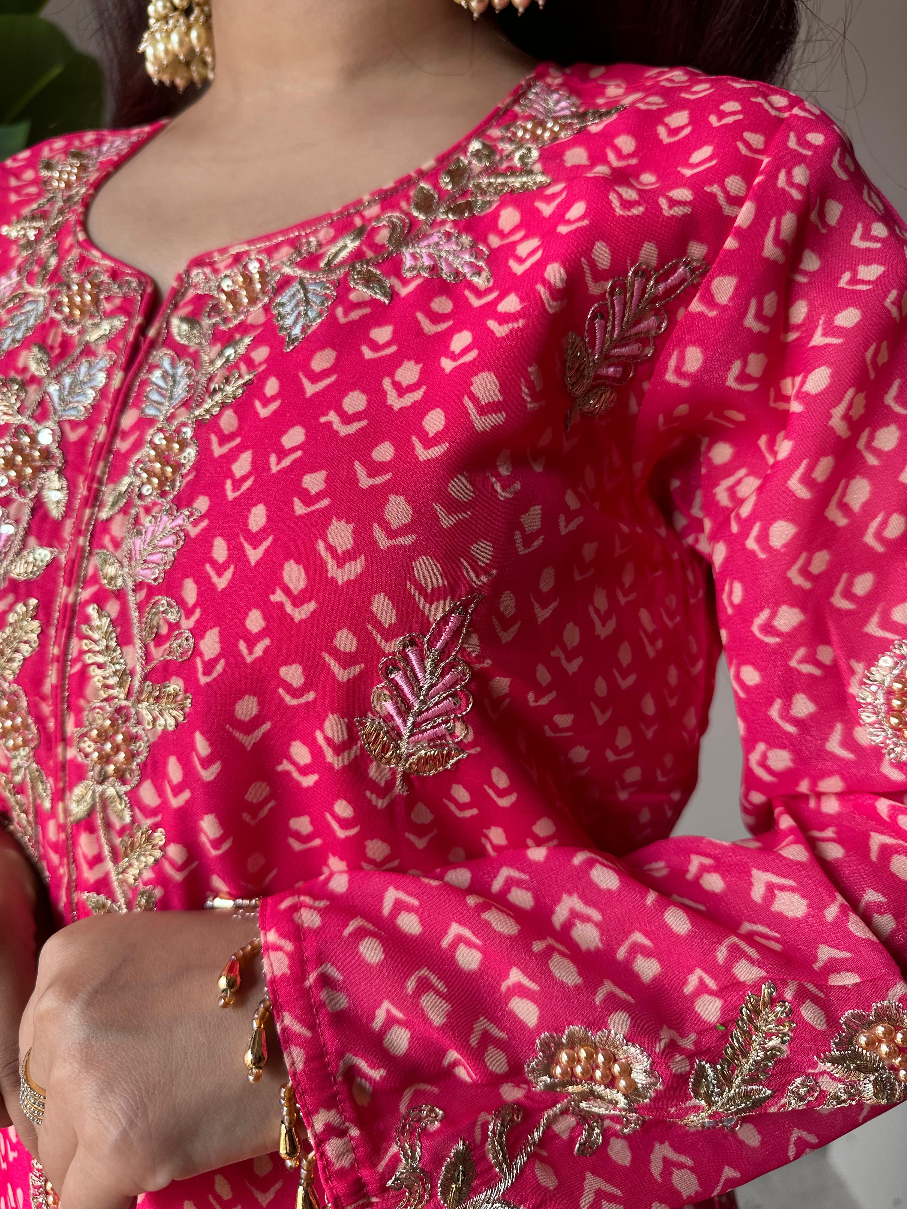 Luxury Georgette Party Wear Sharara Suit – Yaari Collection