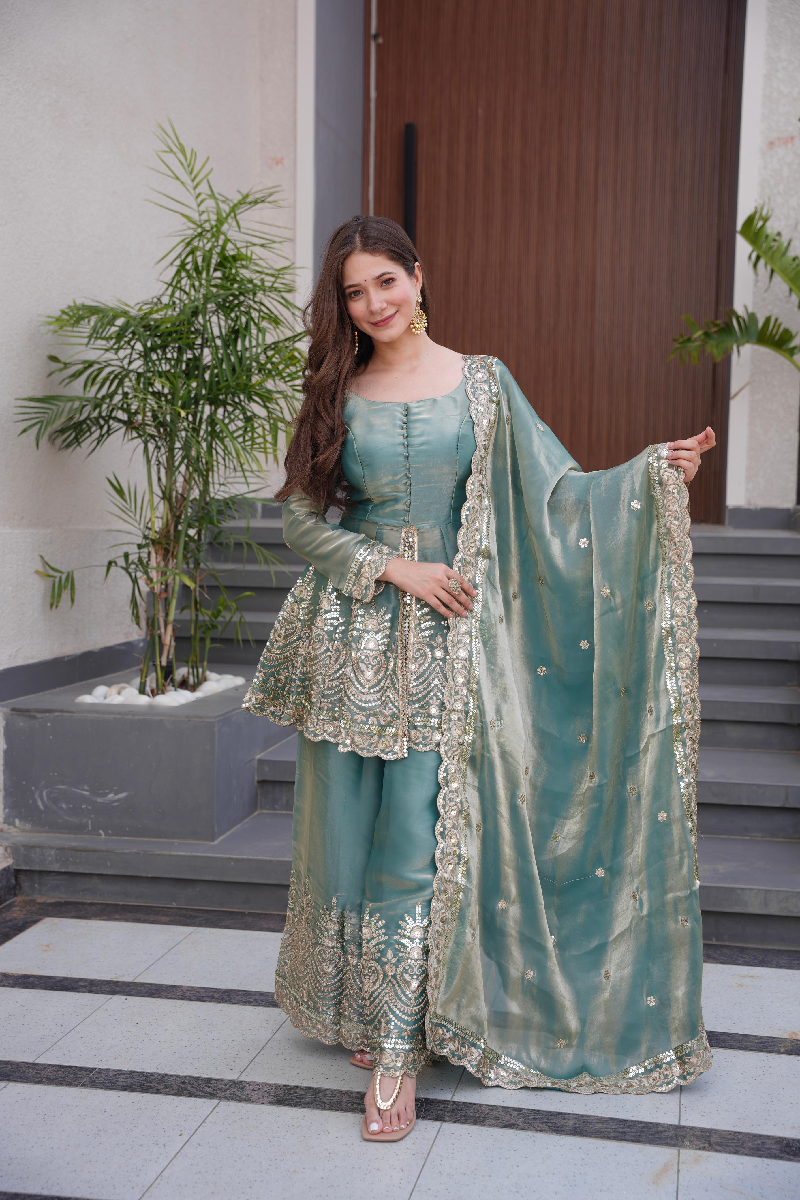 Premium Heavy Embroidery Sharara Suit