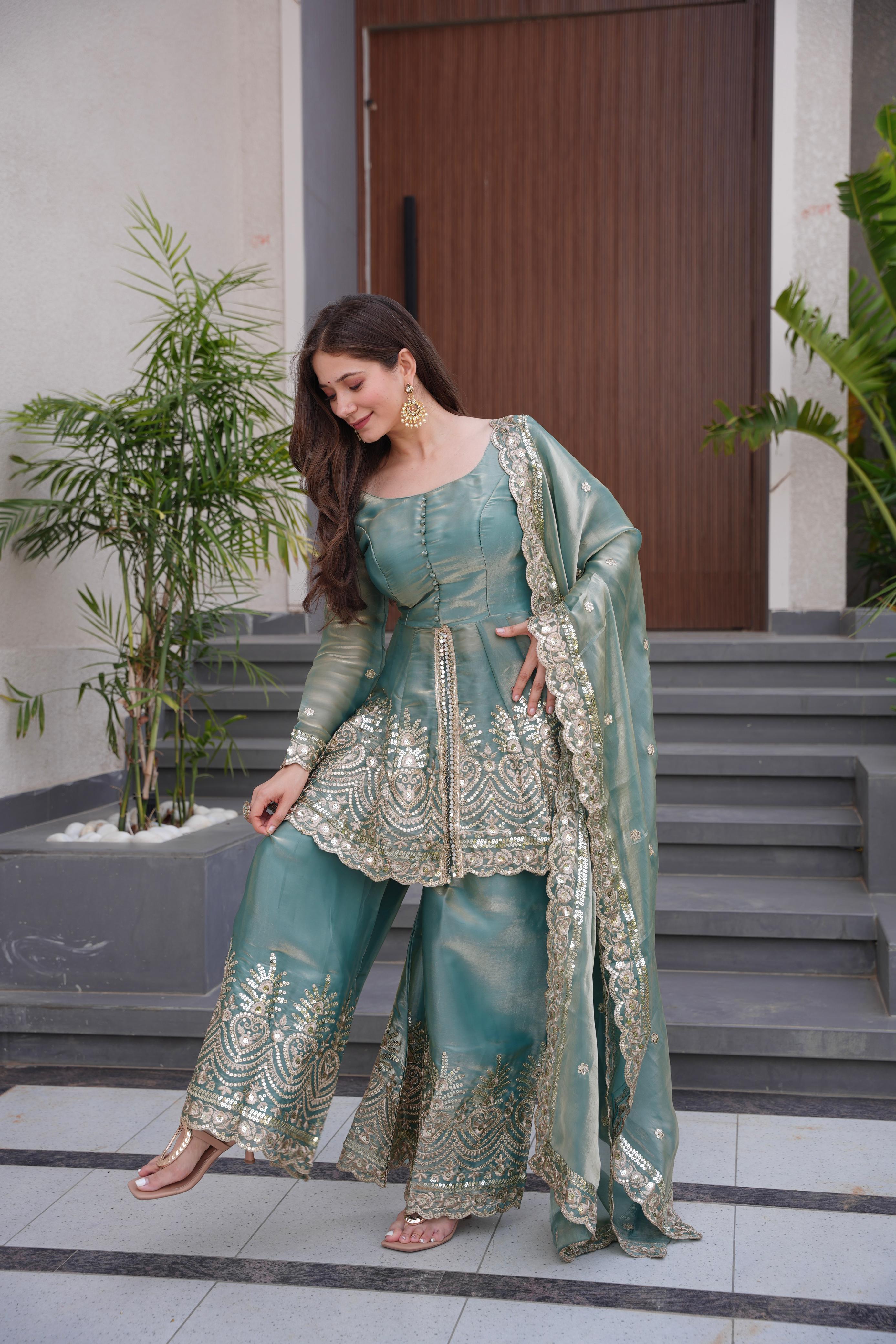 Premium Heavy Embroidery Sharara Suit