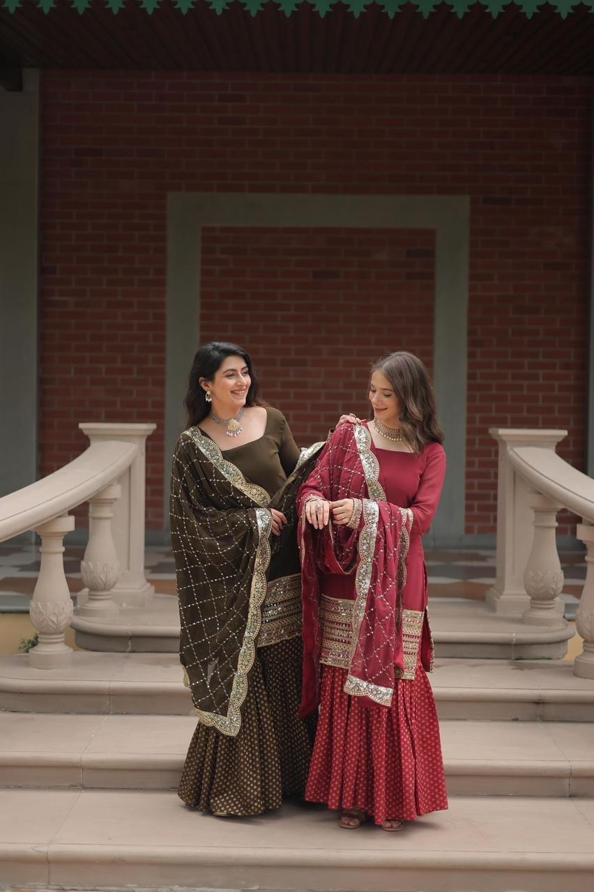 Soft Muslin Sharara Suit for Party  Wear