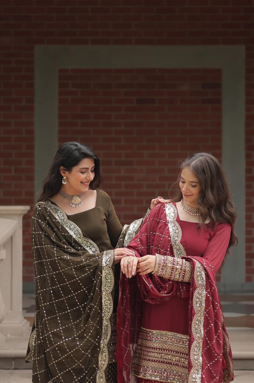 Soft Muslin Sharara Suit for Party  Wear