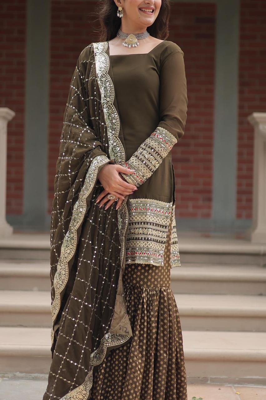 Soft Muslin Sharara Suit for Party  Wear
