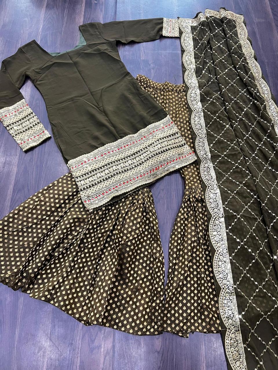 Soft Muslin Sharara Suit for Party  Wear