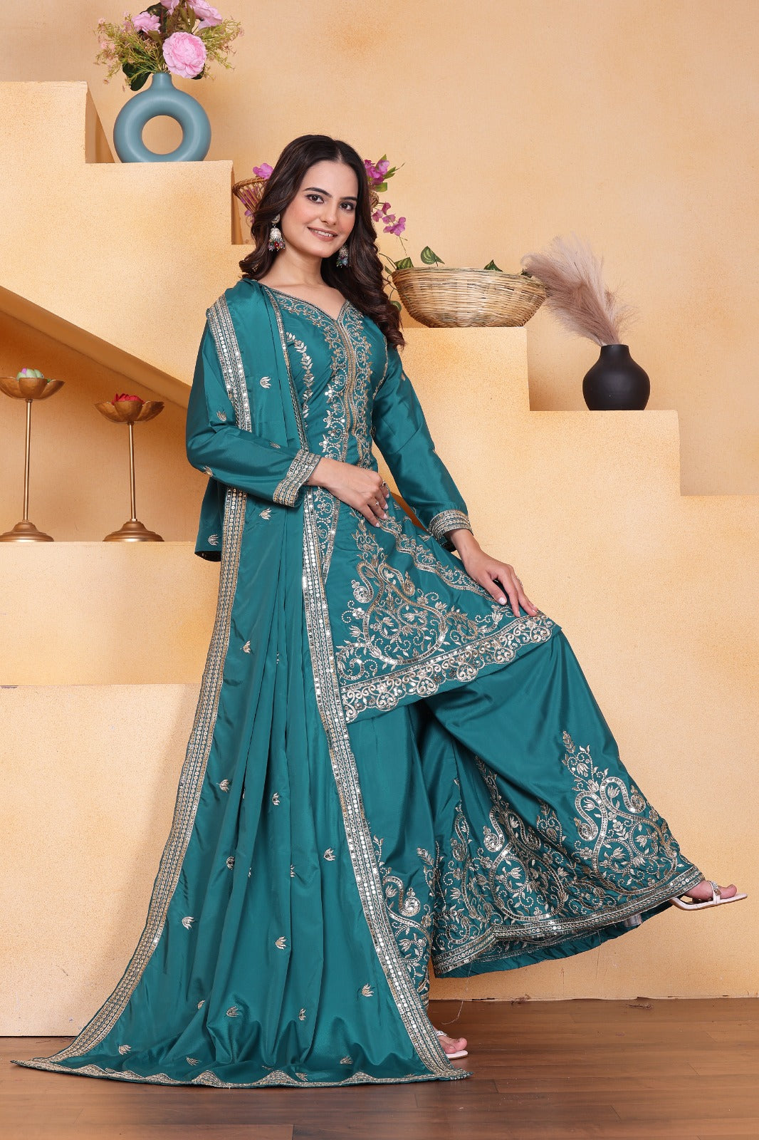 Royal Embroidered Sharara Suit