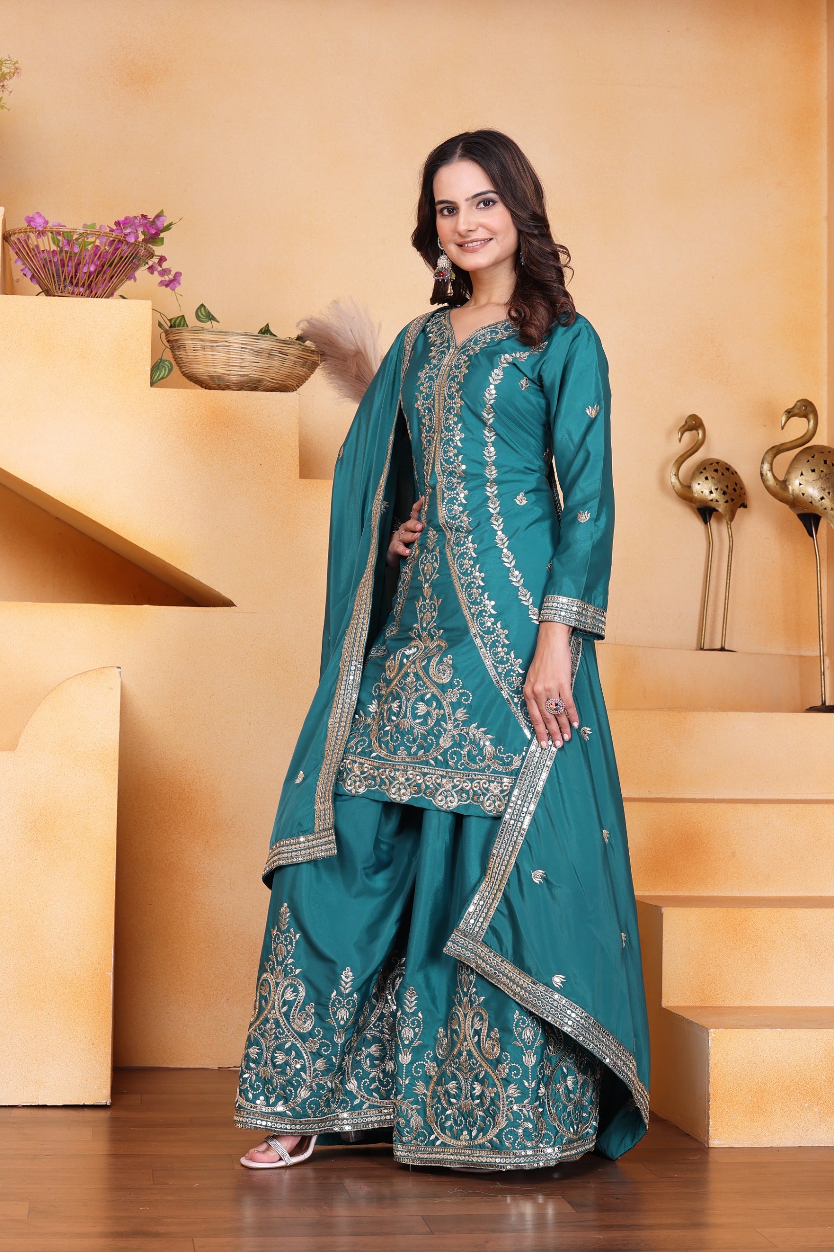 Royal Embroidered Sharara Suit