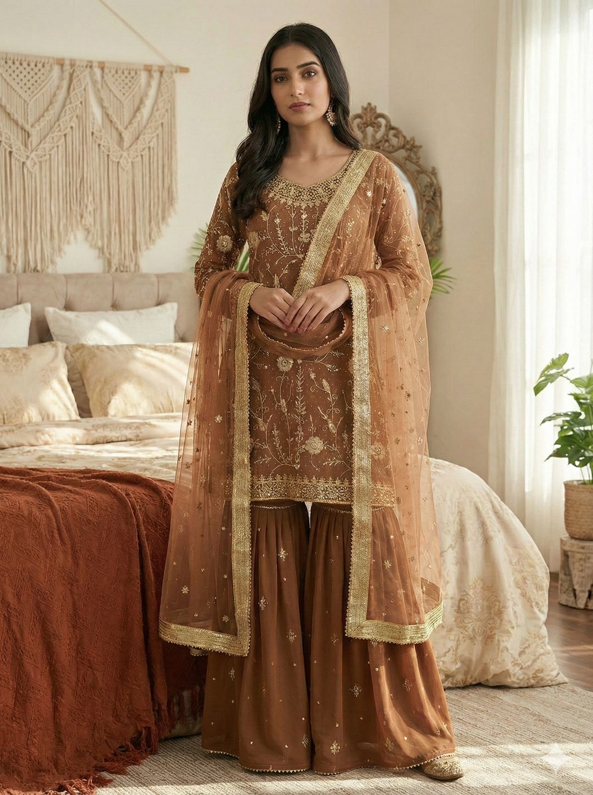 Sequins Work Party Wear Sharara Set