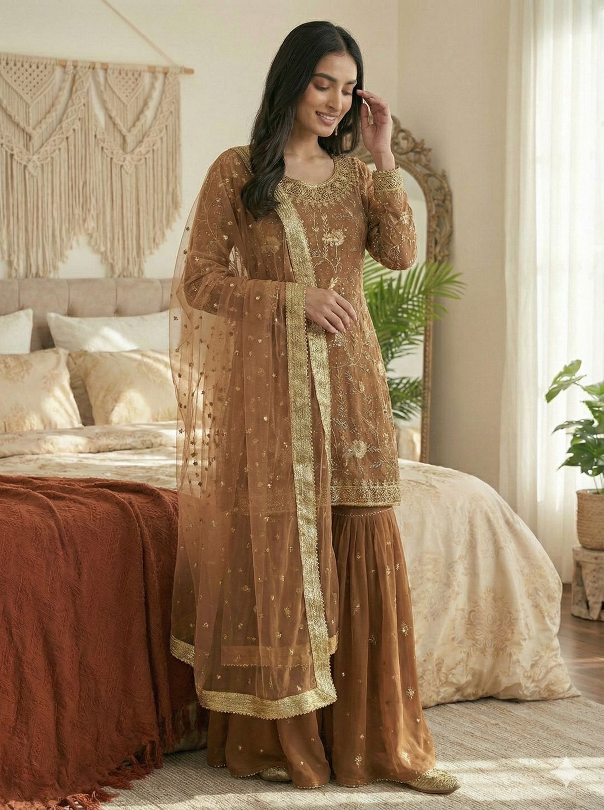 Sequins Work Party Wear Sharara Set