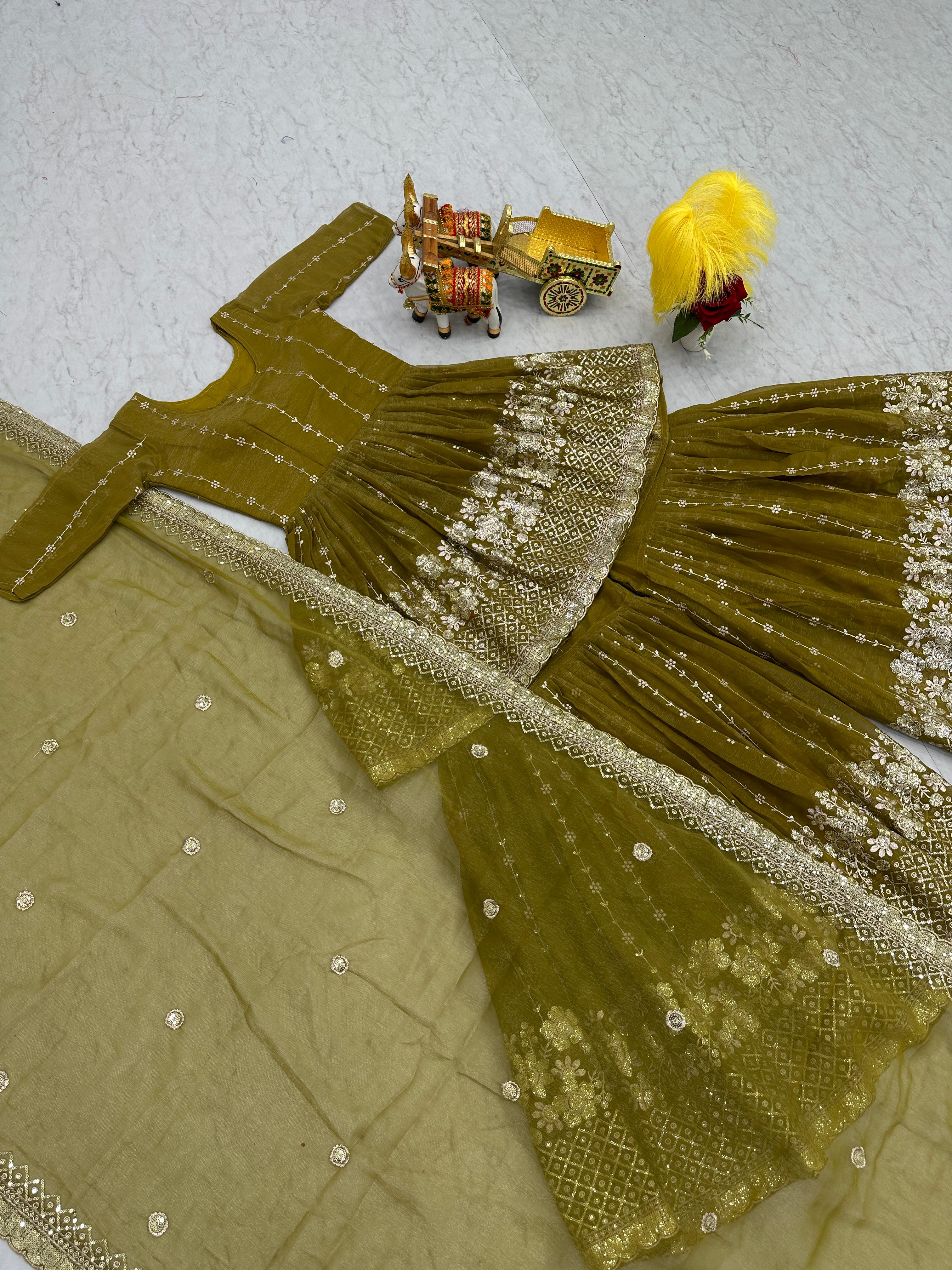 Zari Embellished Wedding Sharara Suit