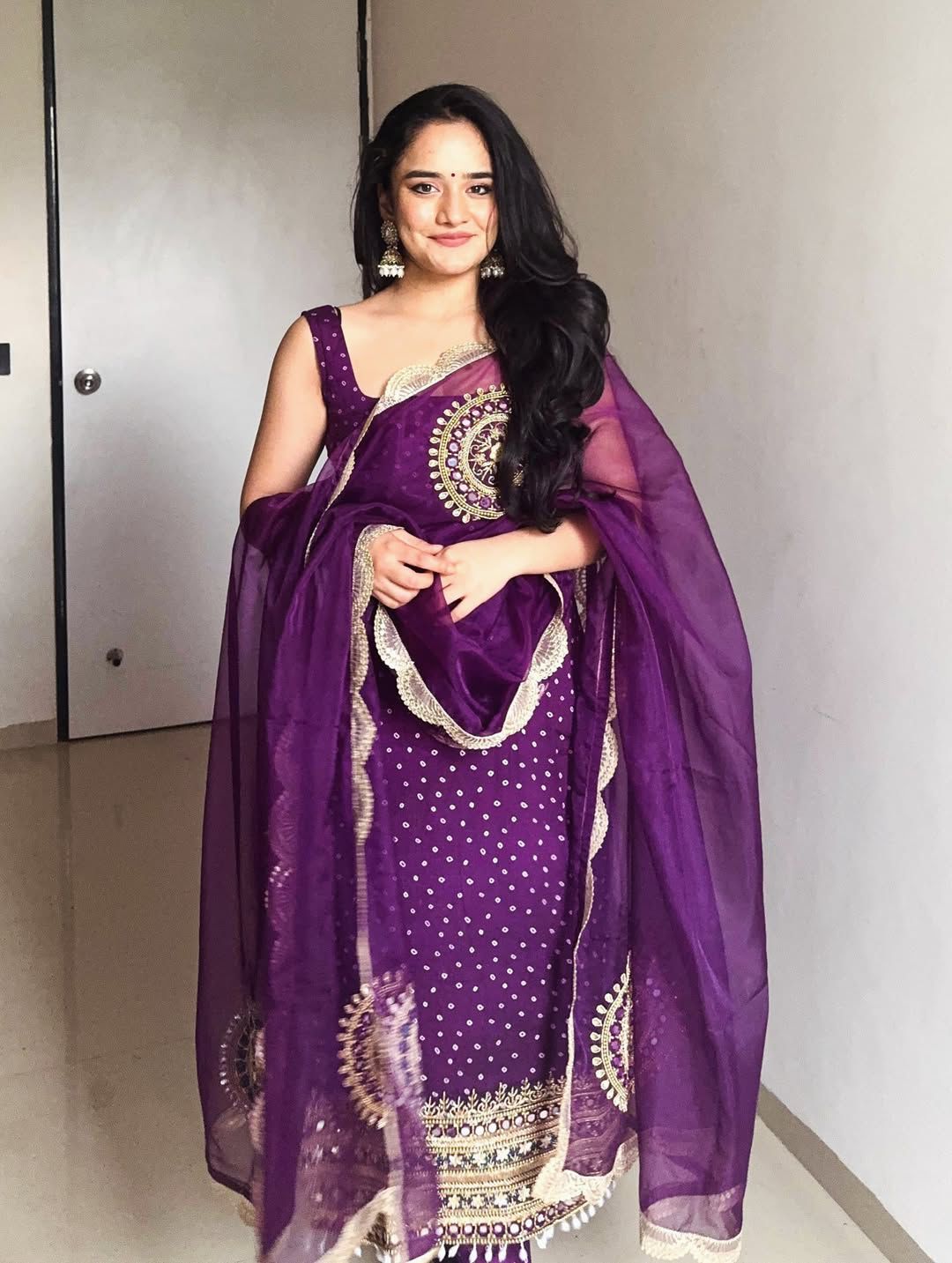 Elegant Anarkali Sharara Suit for Festive Wear