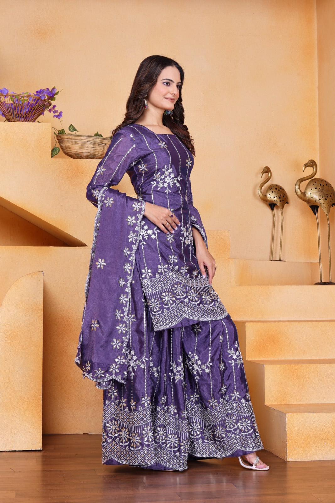 Classic Chinon Sharara Suit for Weddings