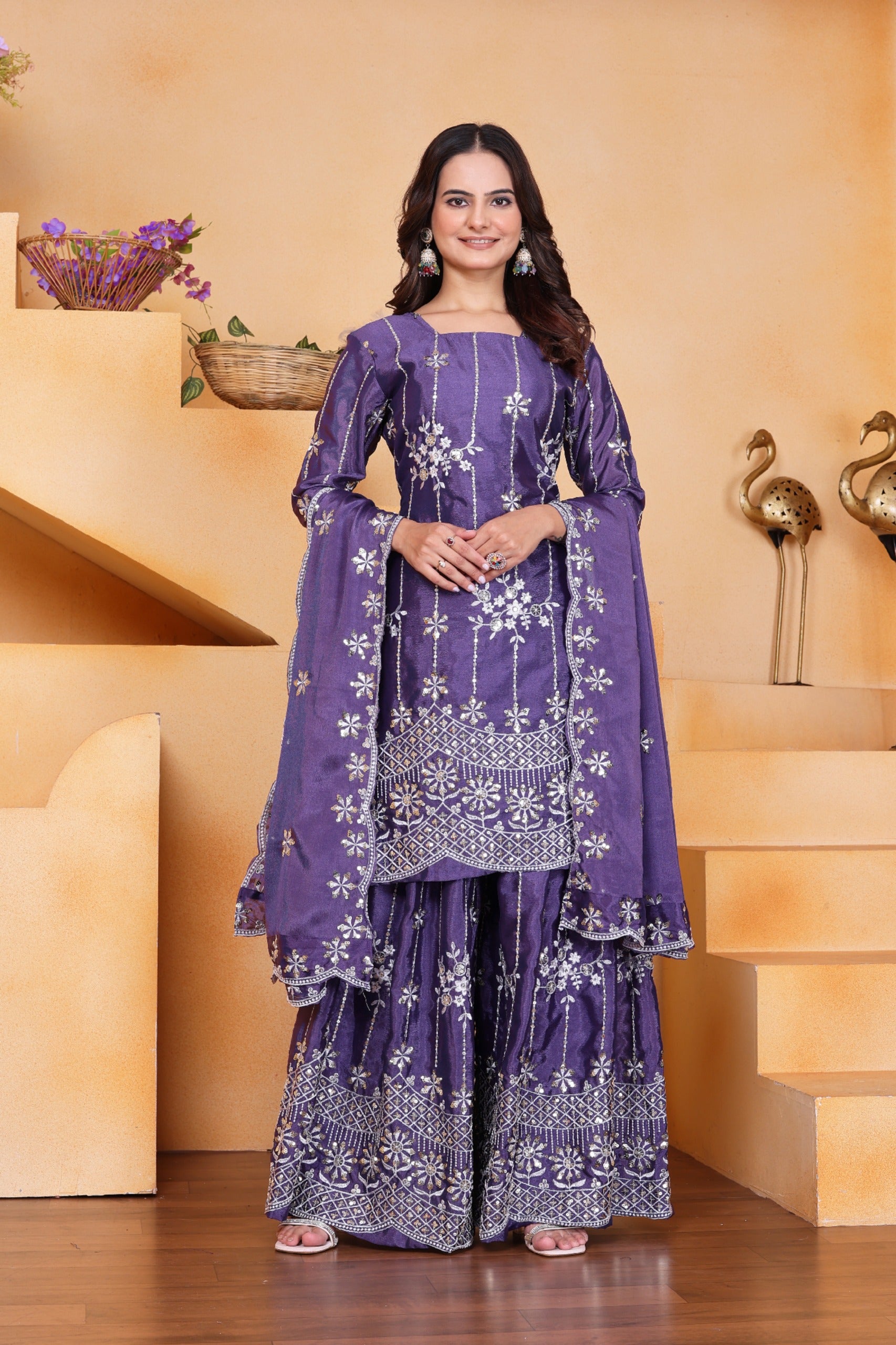 Classic Chinon Sharara Suit for Weddings