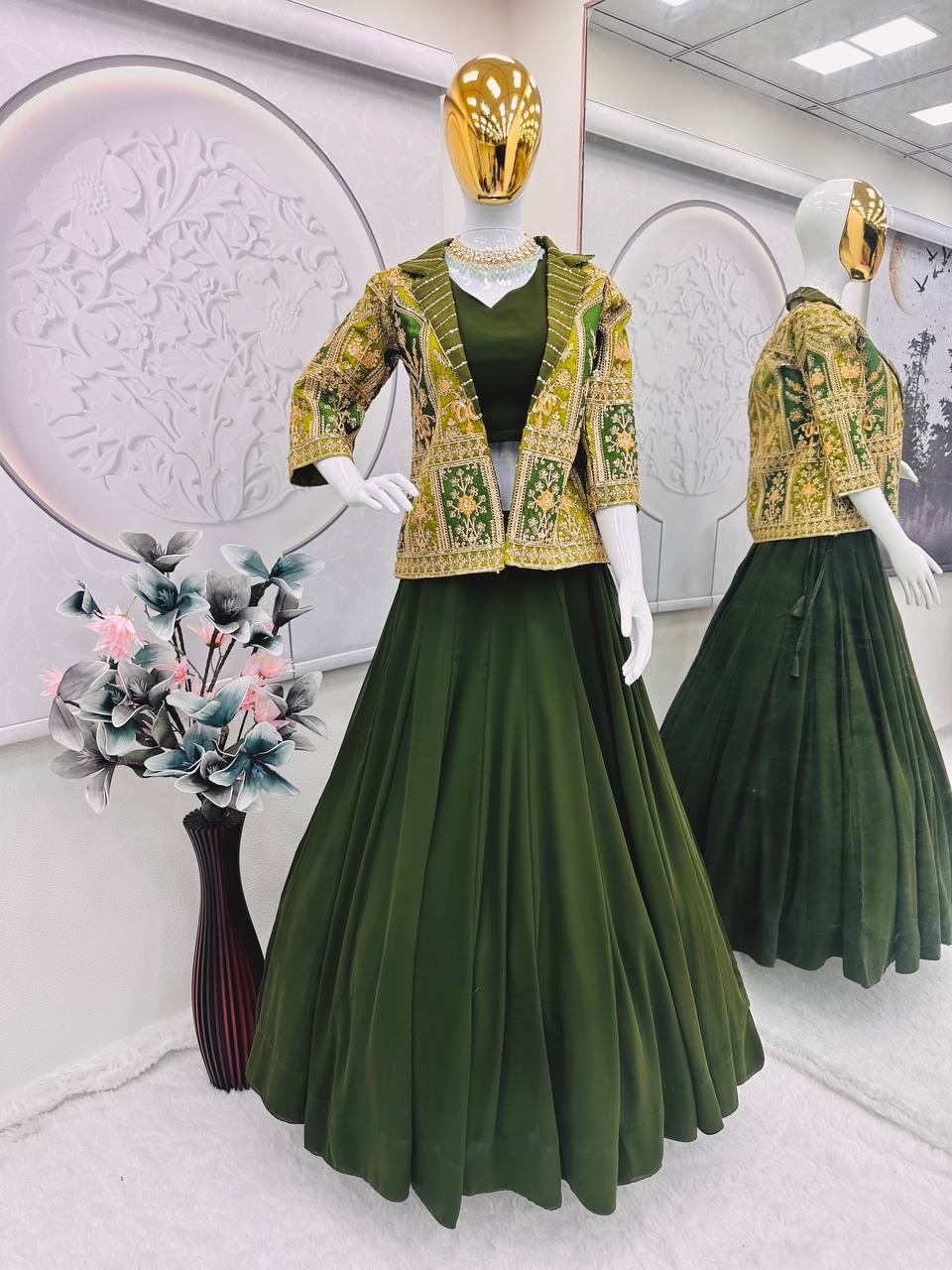 Yaari Collection Luxury Emerald Green Party Wear