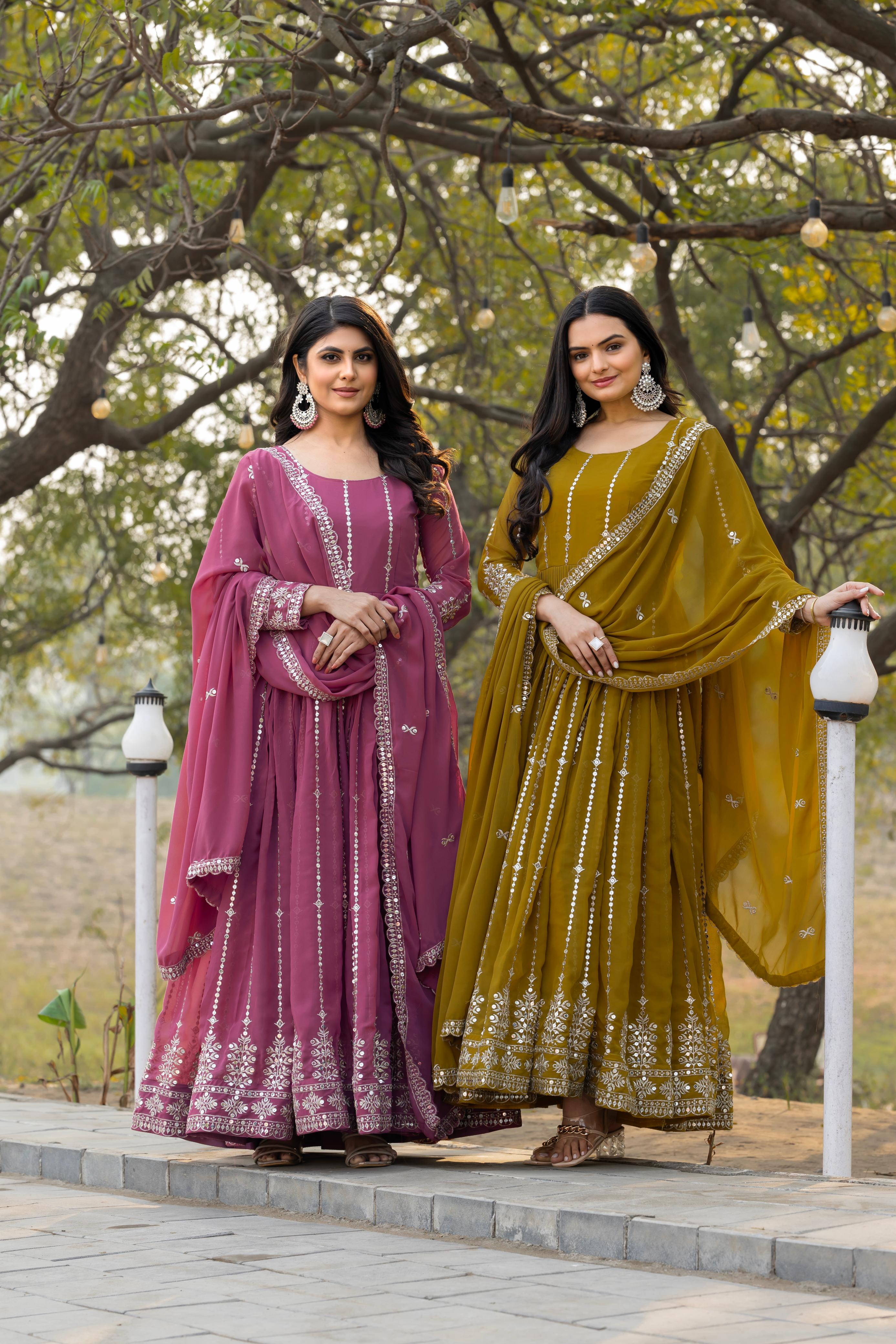 Embroidered Anarkali Gown with Dupatta – Yaari Collection