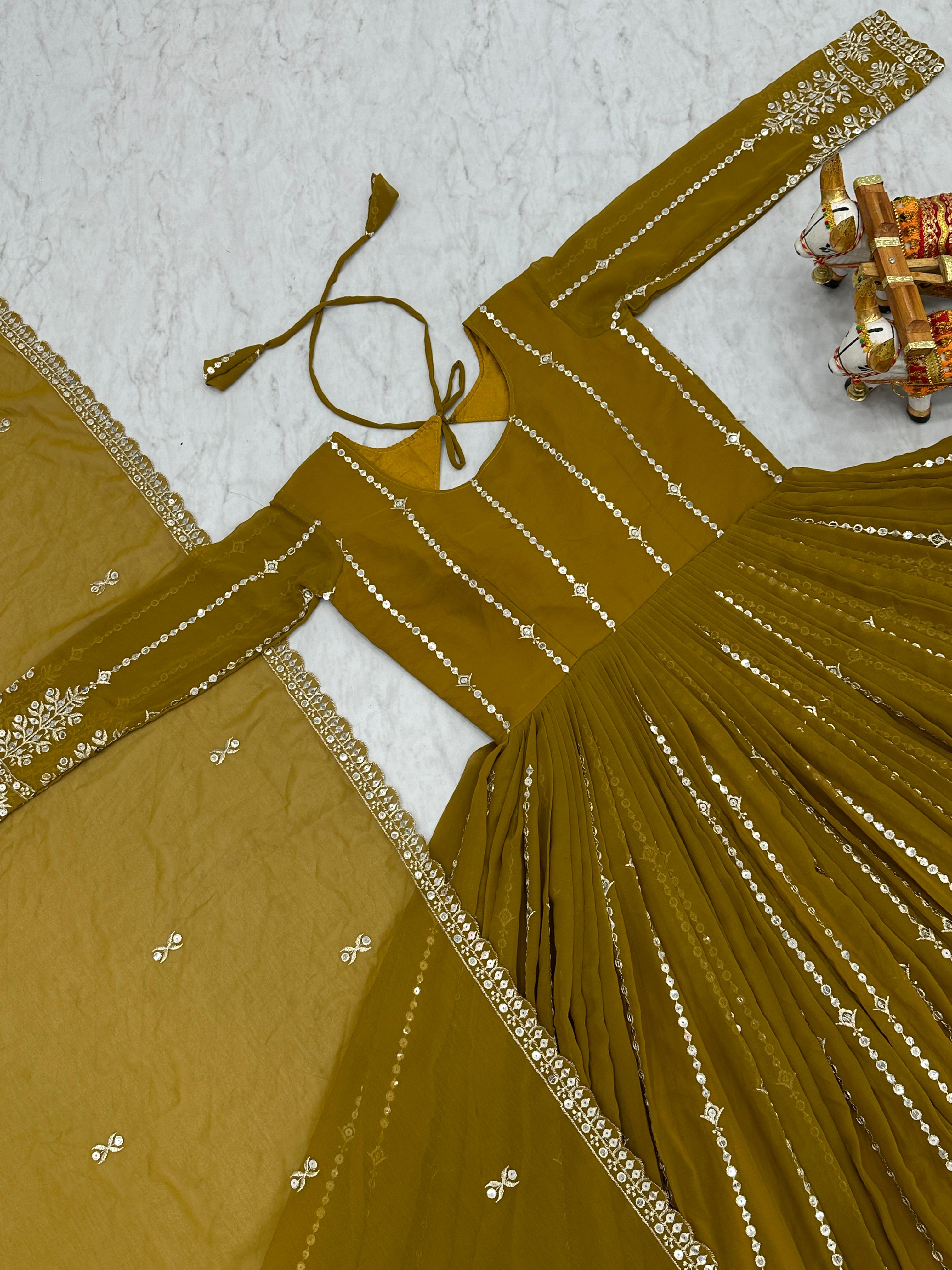 Embroidered Anarkali Gown with Dupatta – Yaari Collection