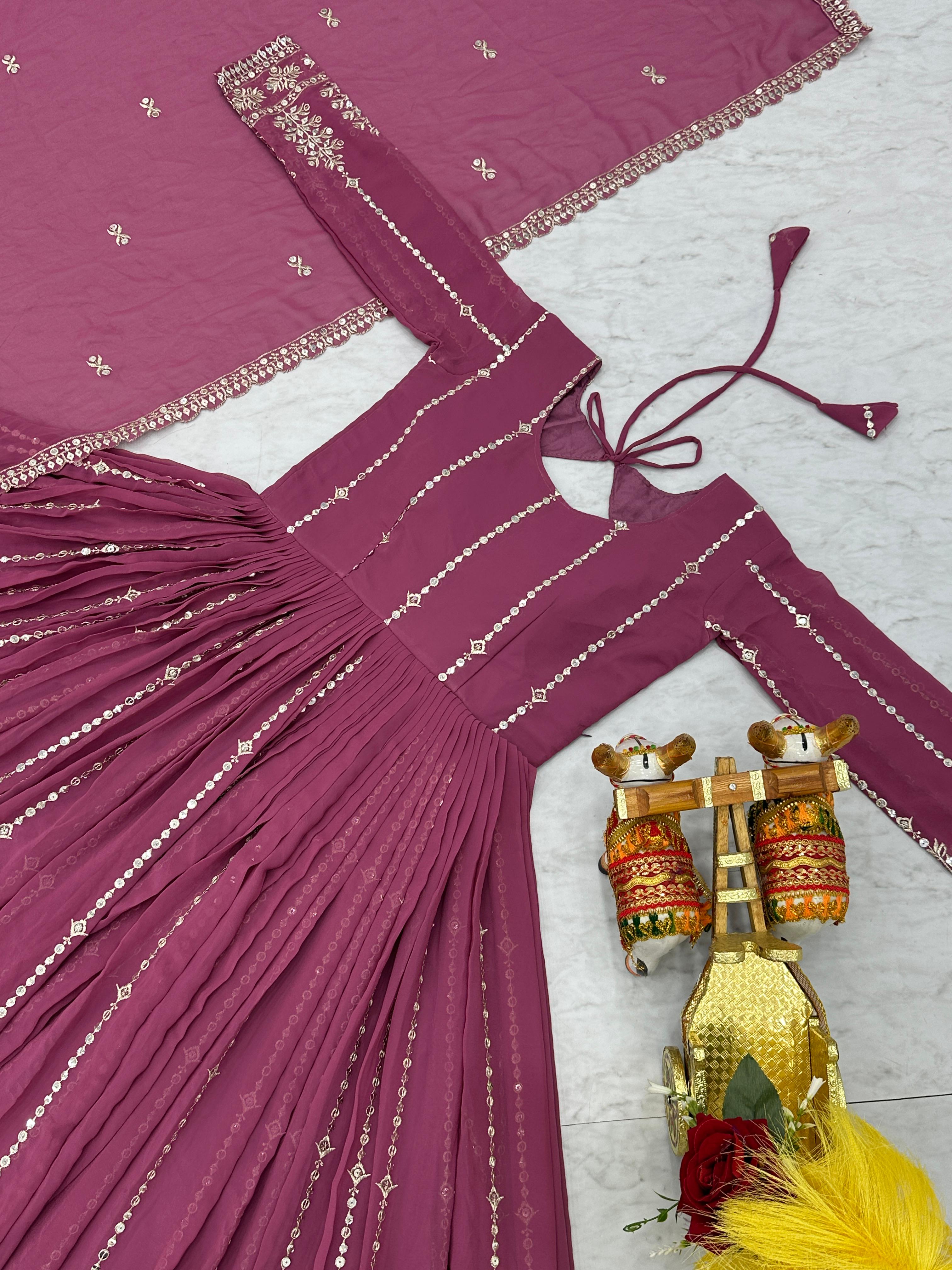 Embroidered Anarkali Gown with Dupatta – Yaari Collection