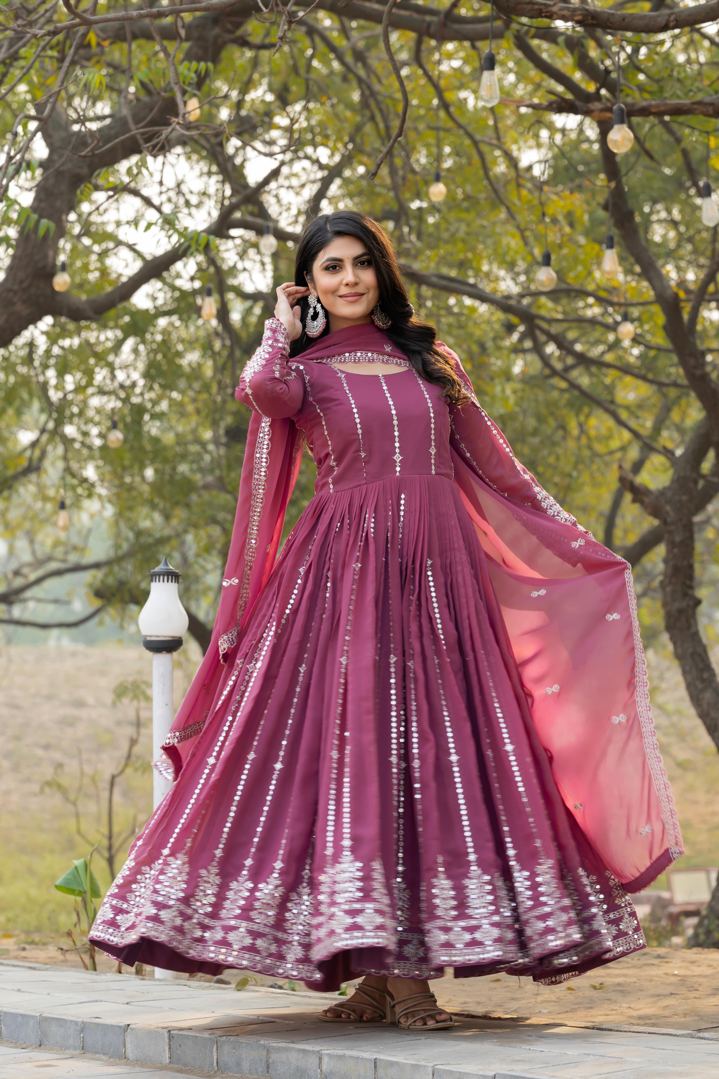 Embroidered Anarkali Gown with Dupatta – Yaari Collection