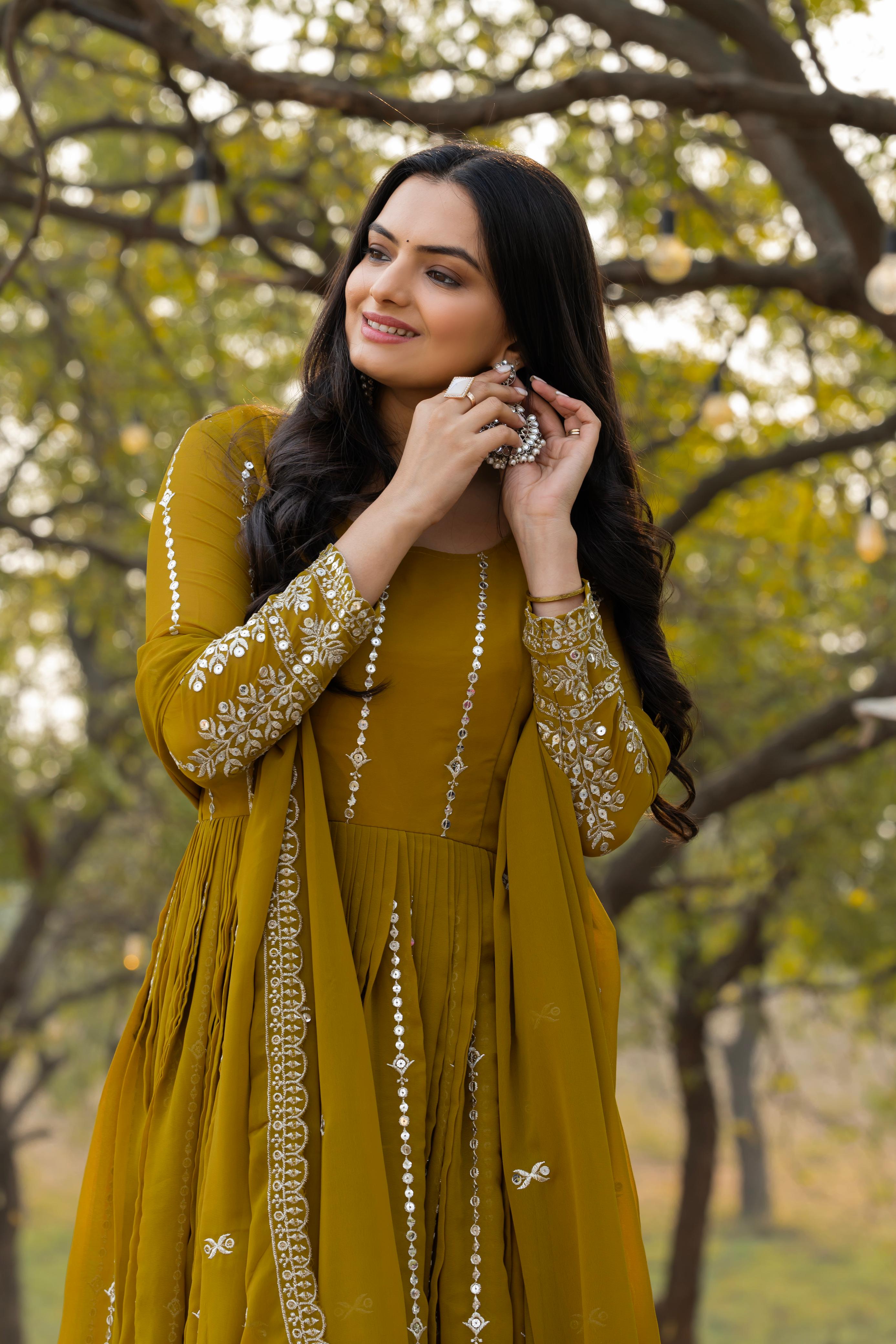 Embroidered Anarkali Gown with Dupatta – Yaari Collection