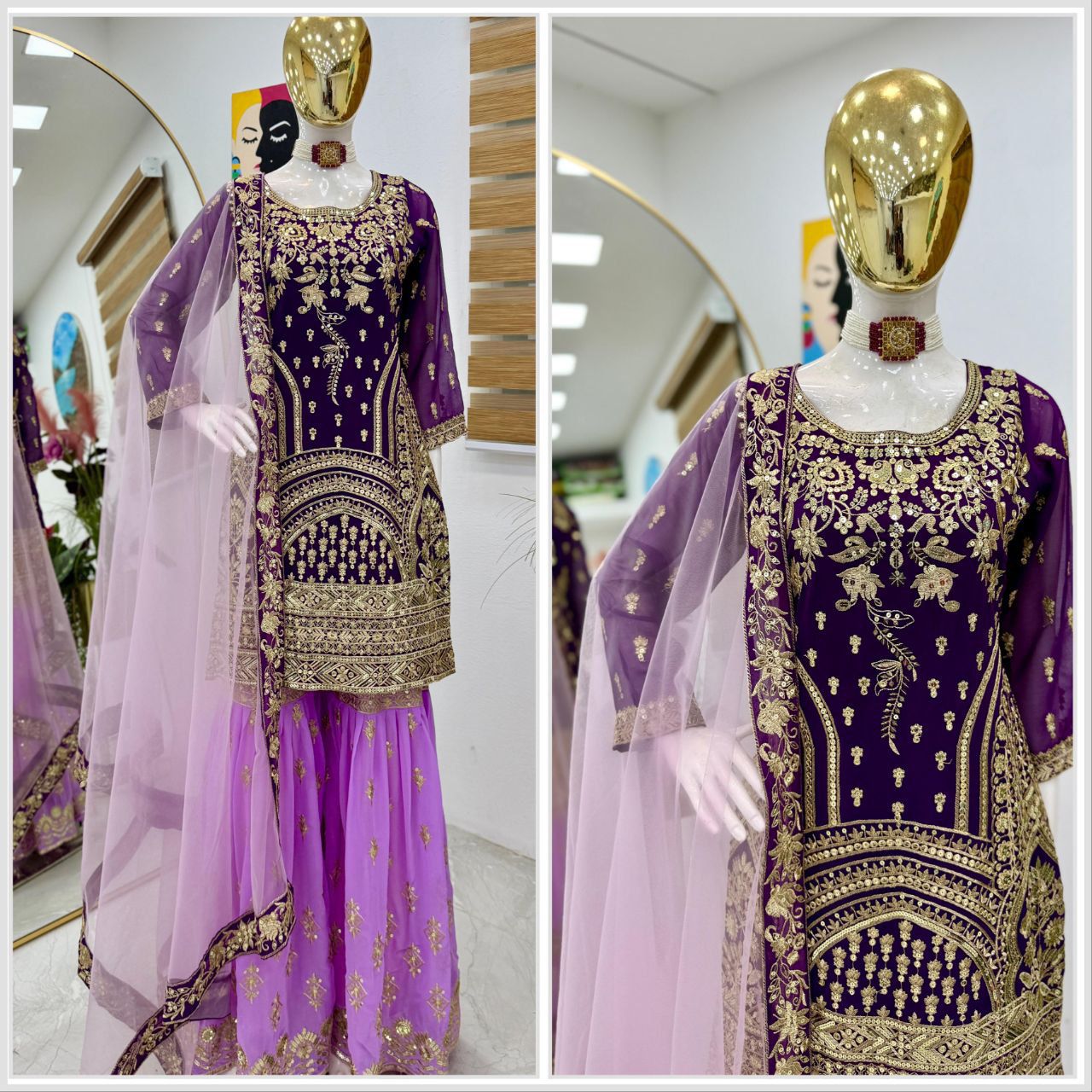 Elegant Chikankari Palazzo Suit for Women – Yaari Collection