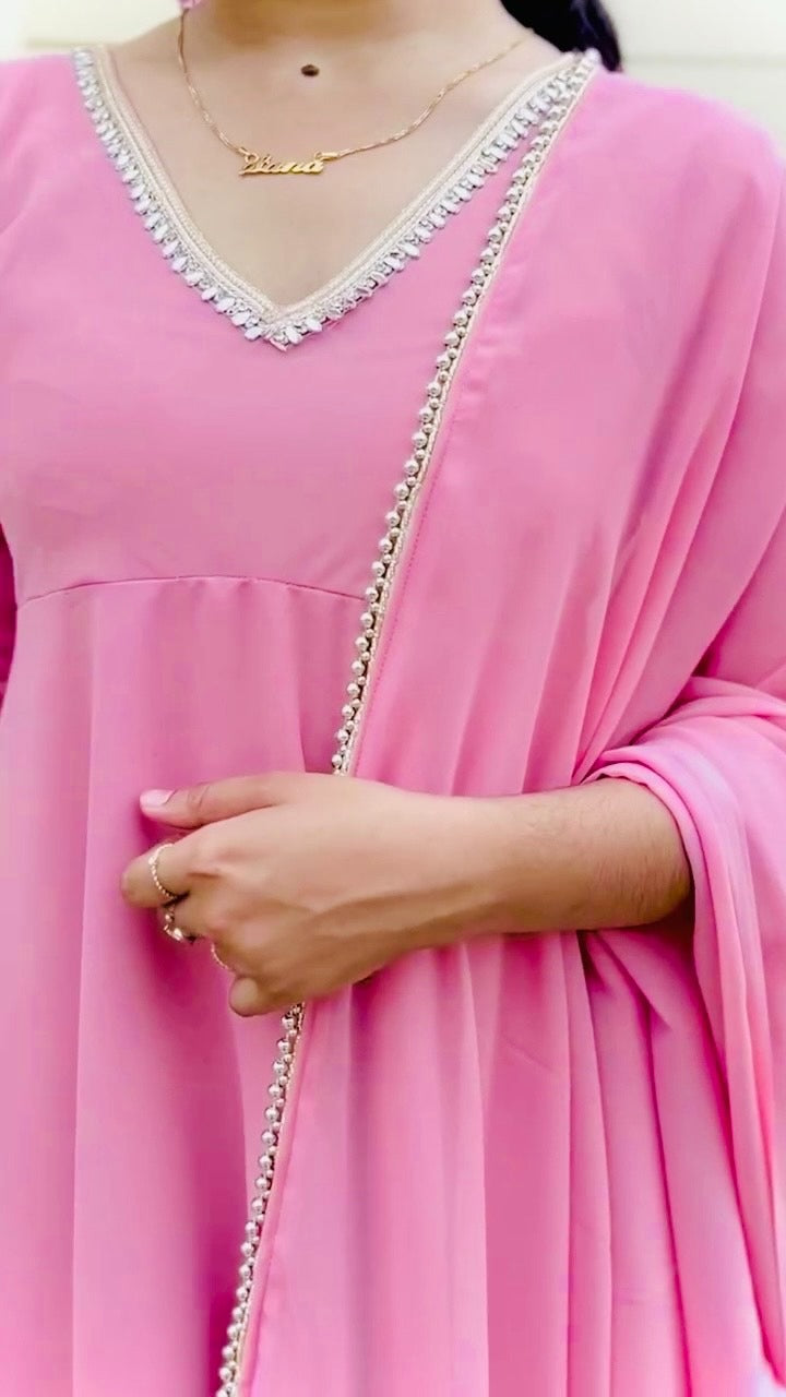 Yaari Collections Blush Pink Sequin Party Wear Gown