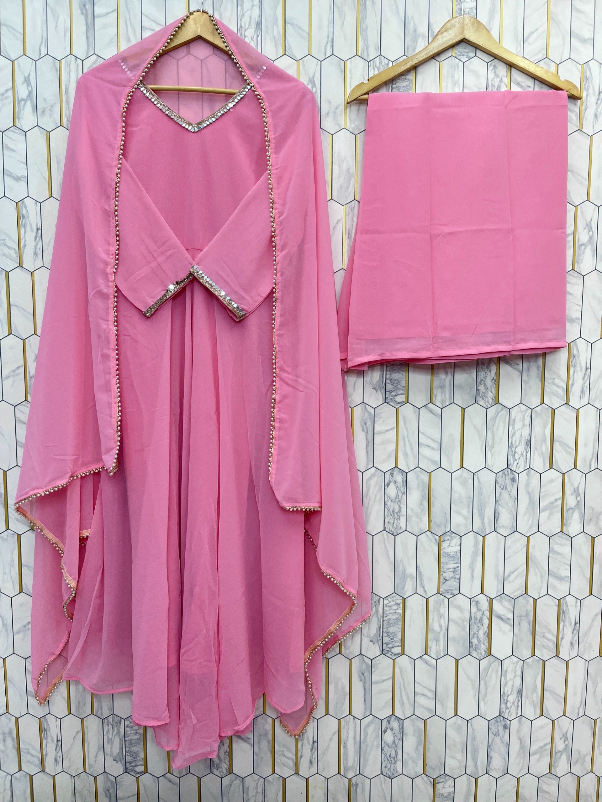 Yaari Collections Blush Pink Sequin Party Wear Gown