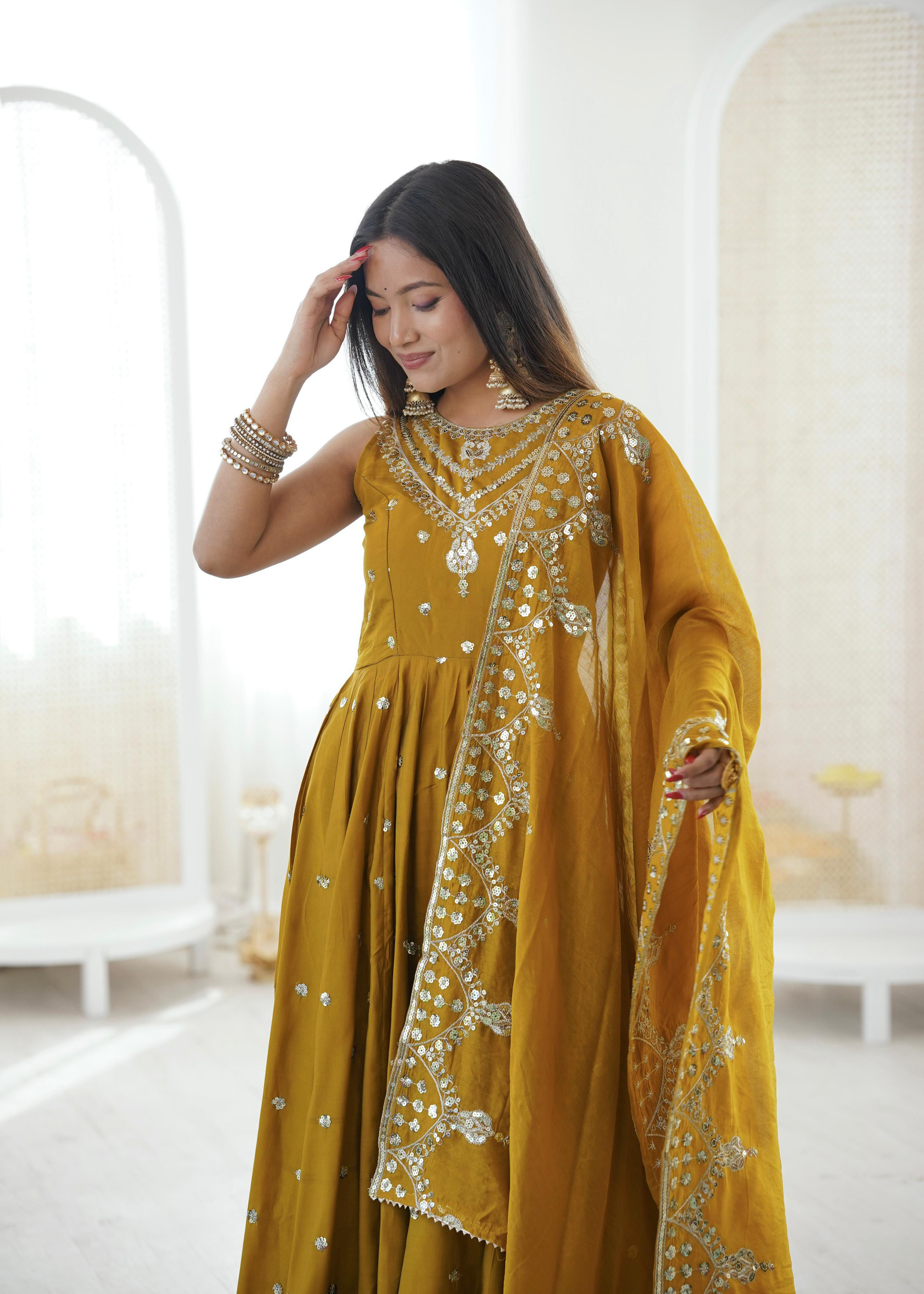 Moonlight Elegance Party Wear Anarkali Gown – Yaari Collection