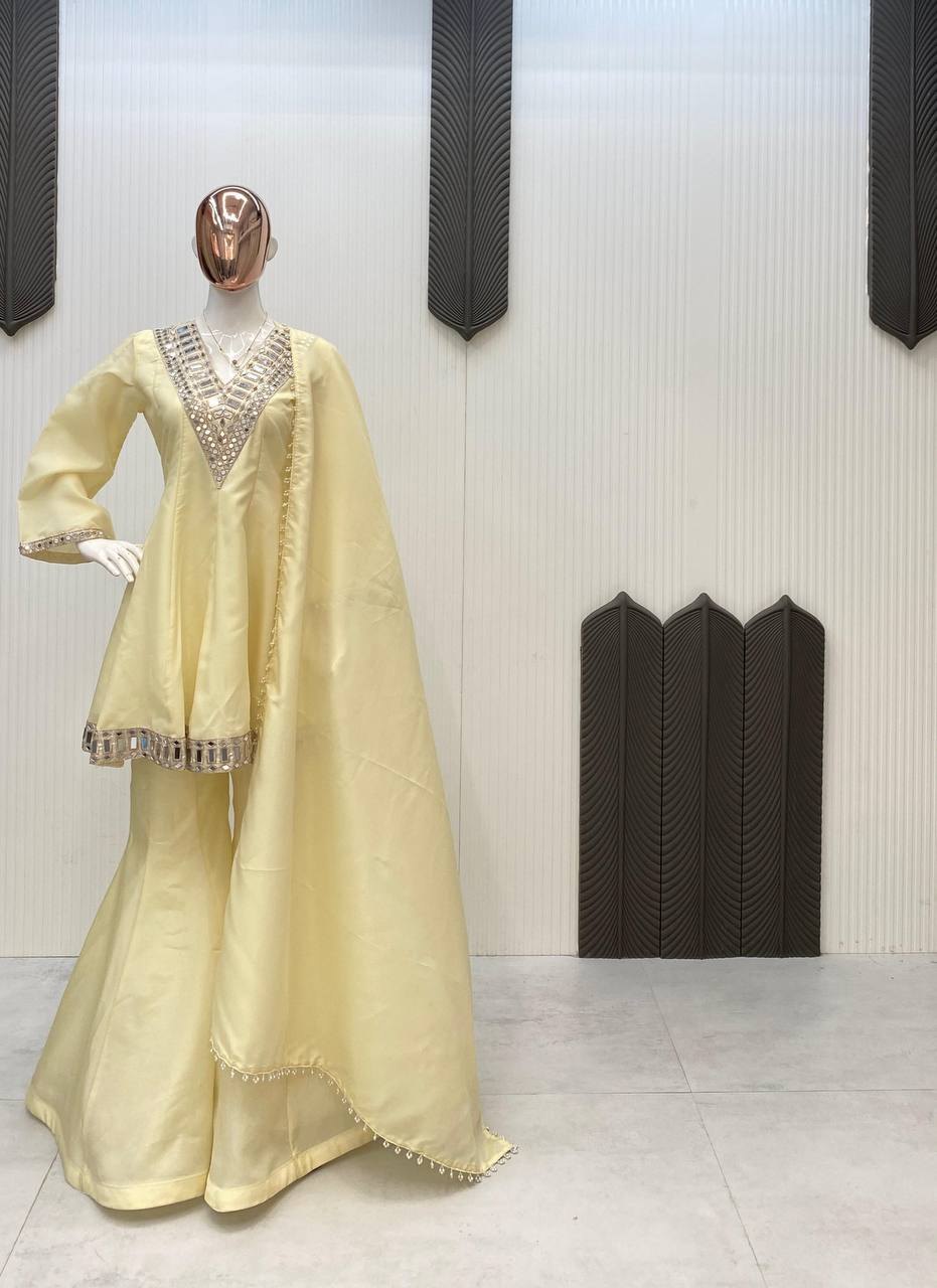 Designer Mirror Work Sharara Set