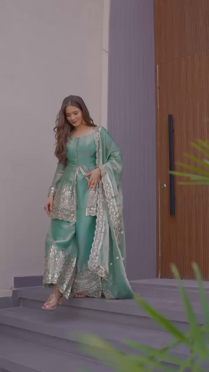 Premium Heavy Embroidery Sharara Suit